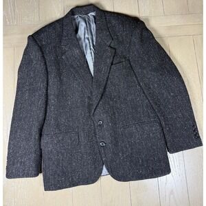 Vintage Sanyo Blazer Mens 38 Gray Wool Tweed Sport Coat Jacket Made Japan
